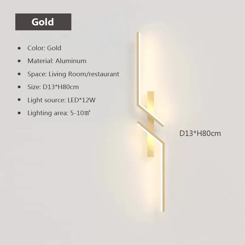 Applique murale LED design gauche ou droite, noir ou doré