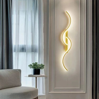 Applique murale LED ondulée, finition noire ou dorée