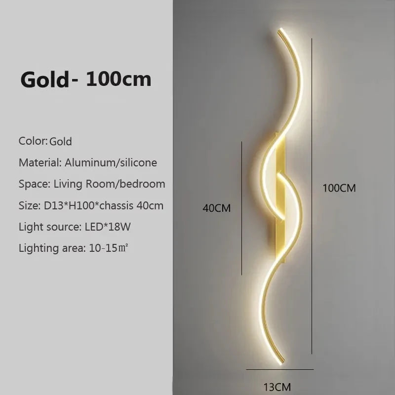 Applique murale LED ondulée, trait de lumière décoratif
