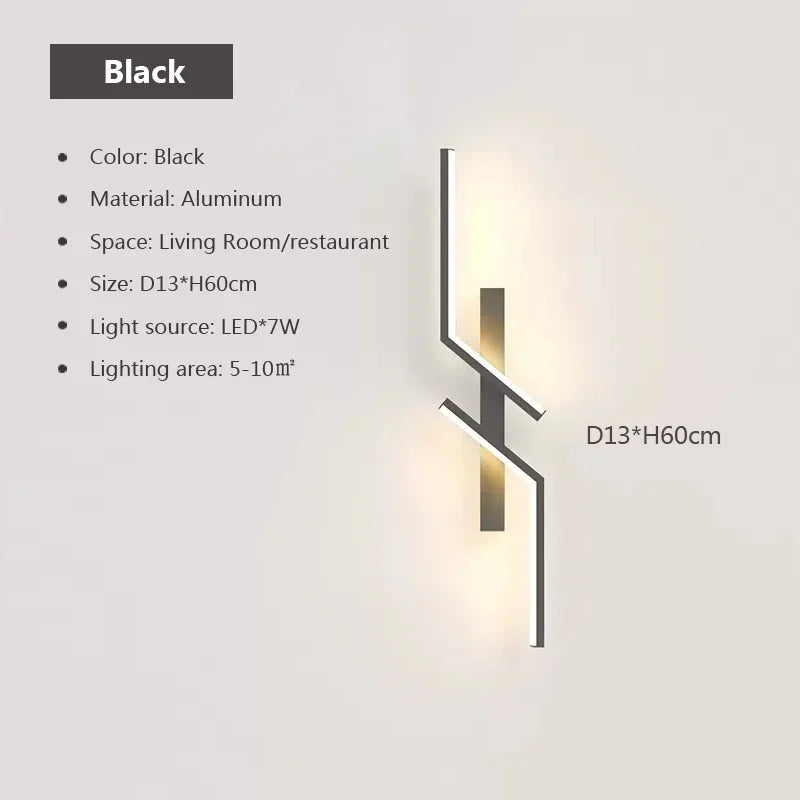 Applique murale LED design gauche ou droite, noir ou doré
