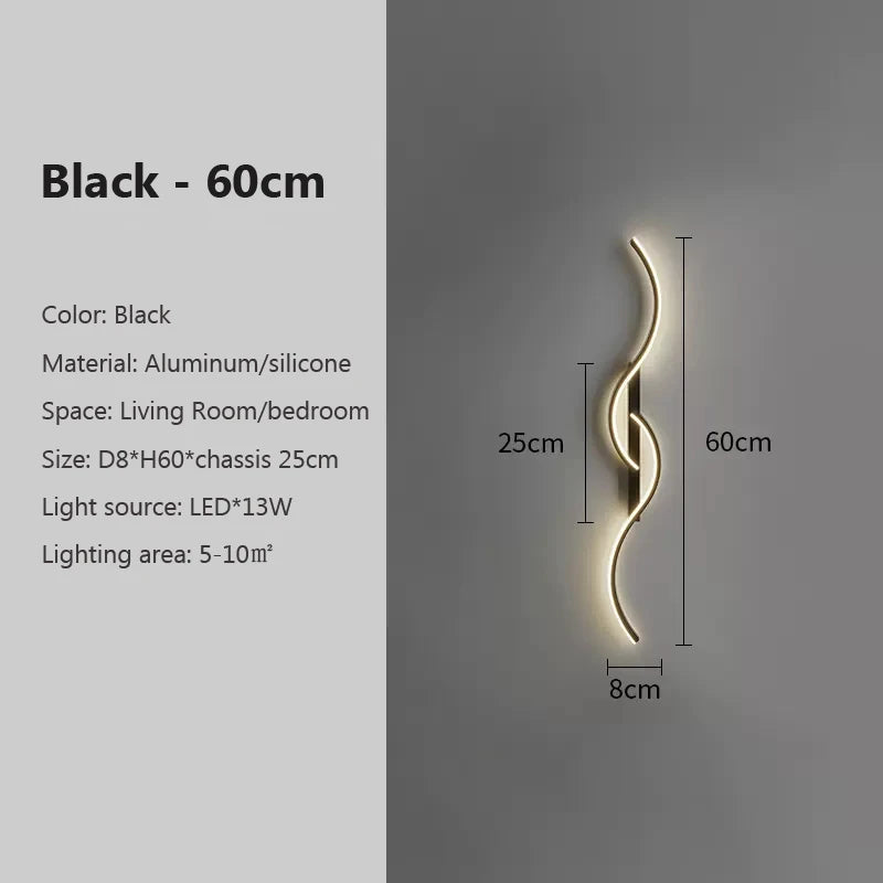 Applique murale LED ondulée, éclairage d'ambiance mural