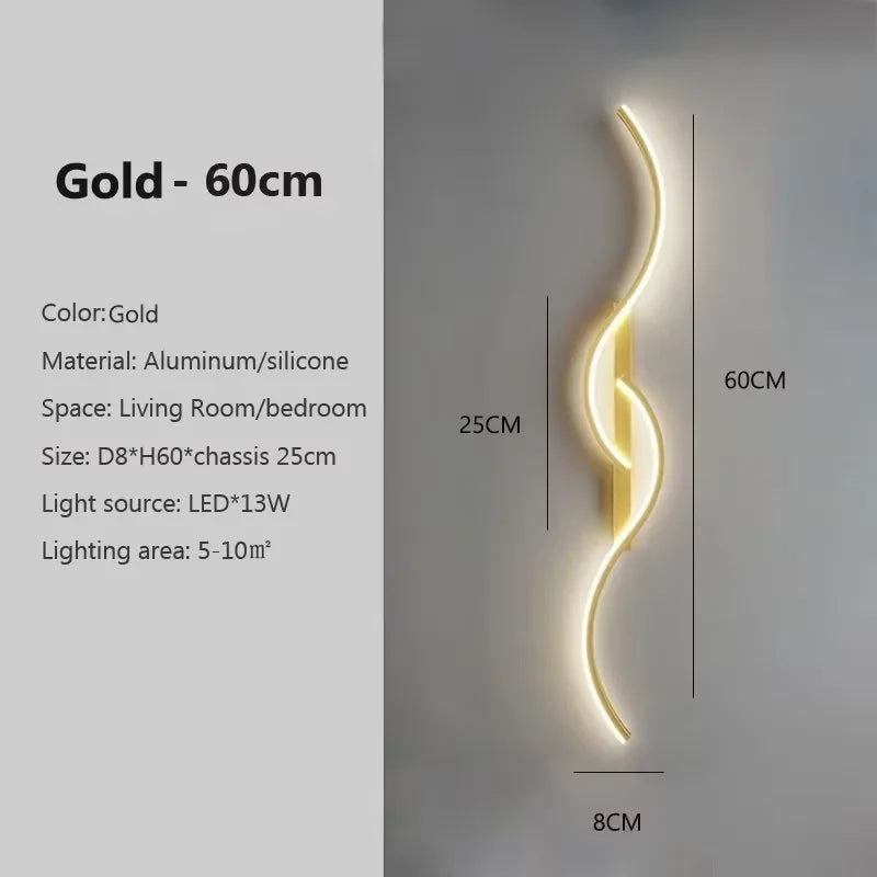 Applique murale LED ondulée à placer au-dessus d'un canapé ou d'un lit
