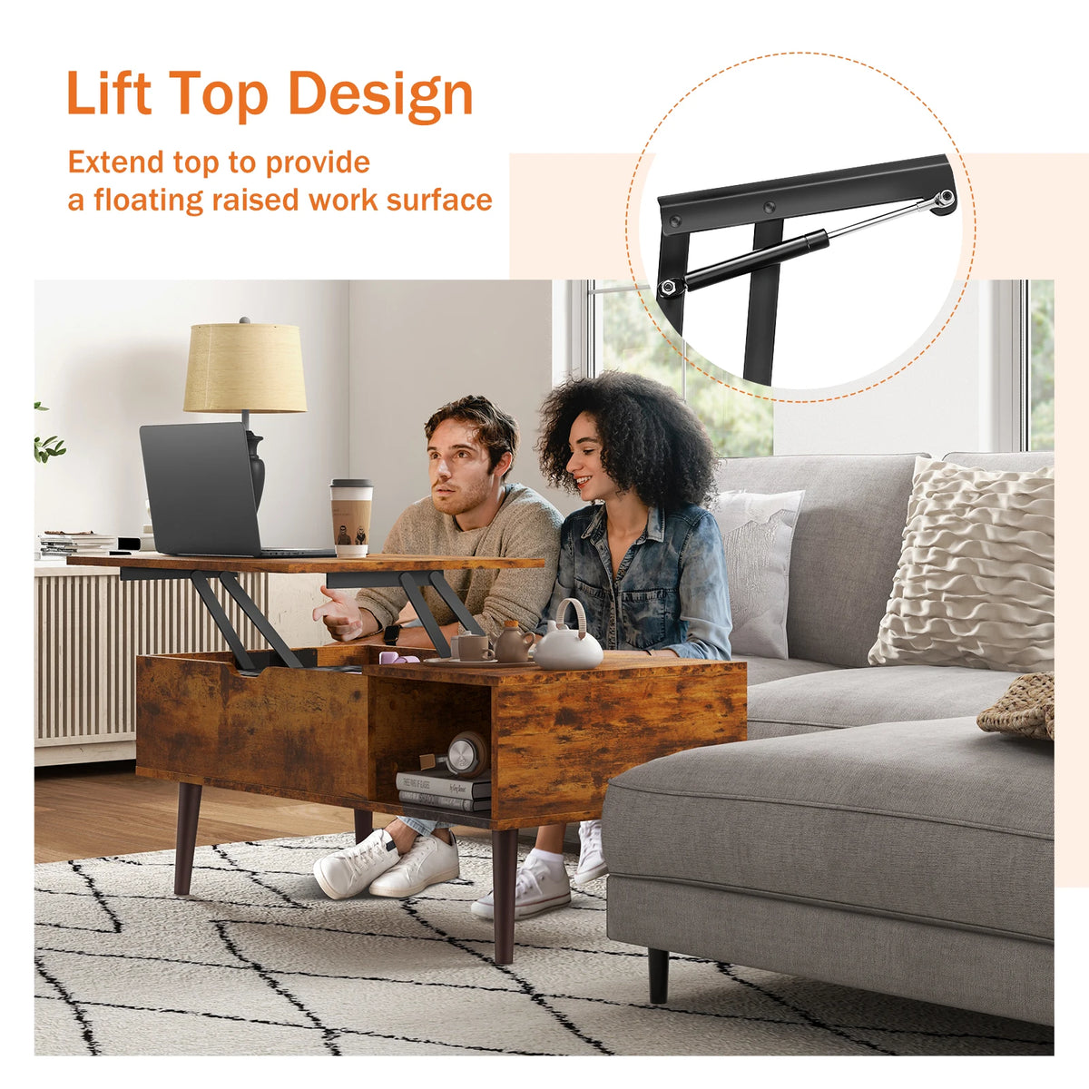 Table basse relevable bois foncé