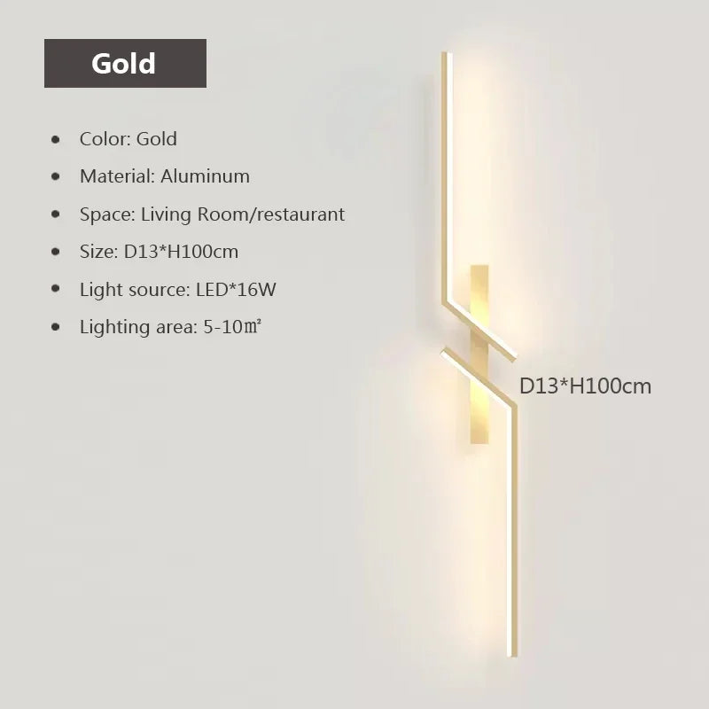 Applique murale LED design gauche ou droite, noir ou doré