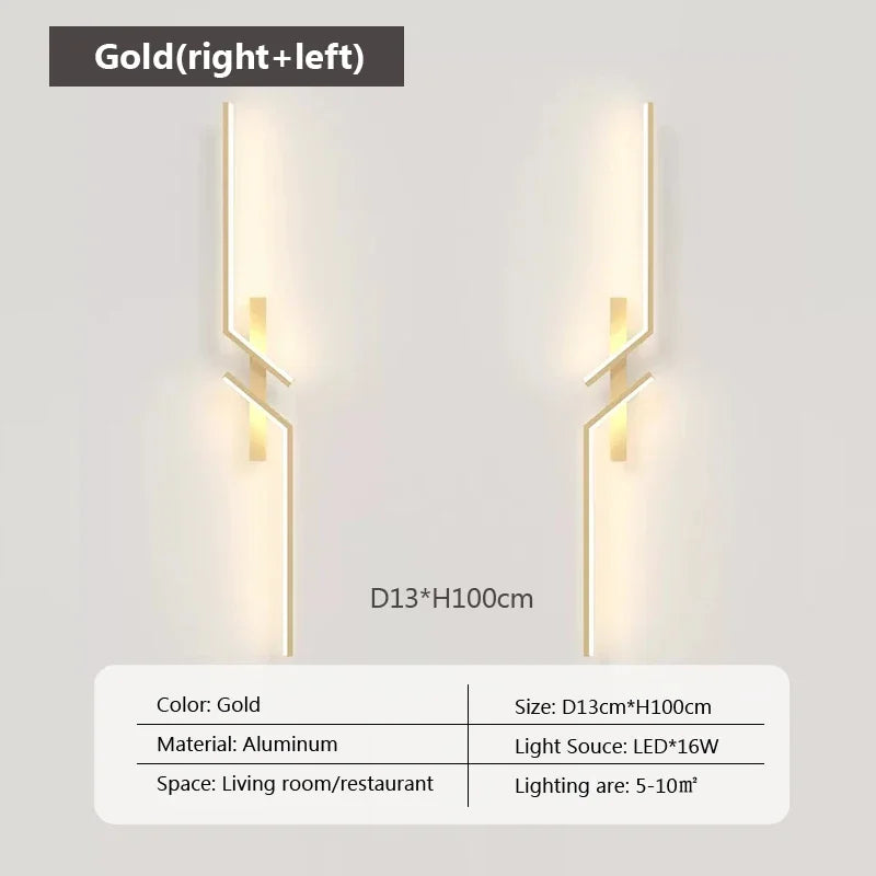 Applique murale LED design gauche ou droite, noir ou doré