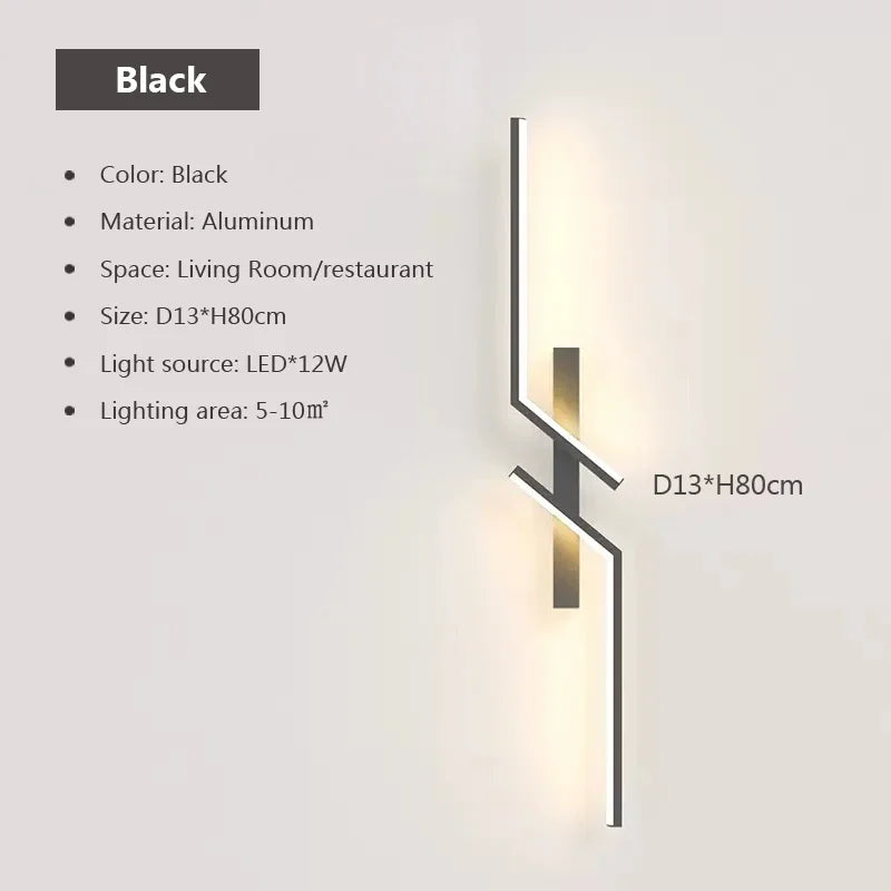 Applique murale LED design gauche ou droite, noir ou doré