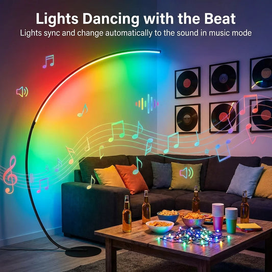 Lampadaire LED RGB d'angle avec télécommande, 165 cm