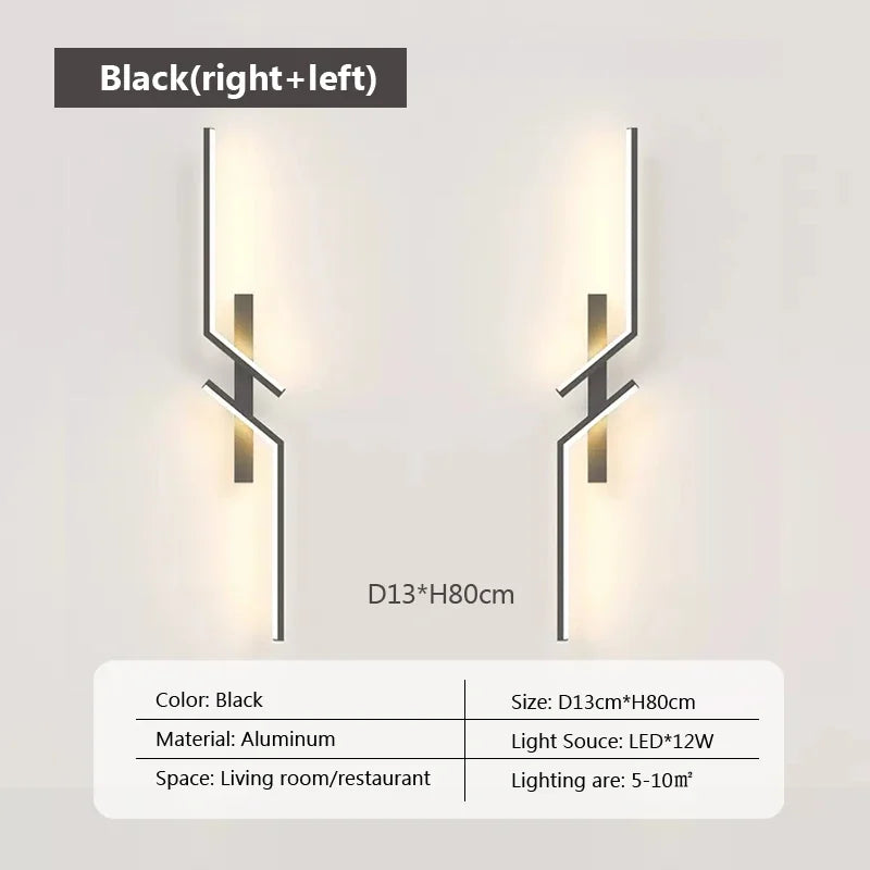 Applique murale LED design gauche ou droite, noir ou doré