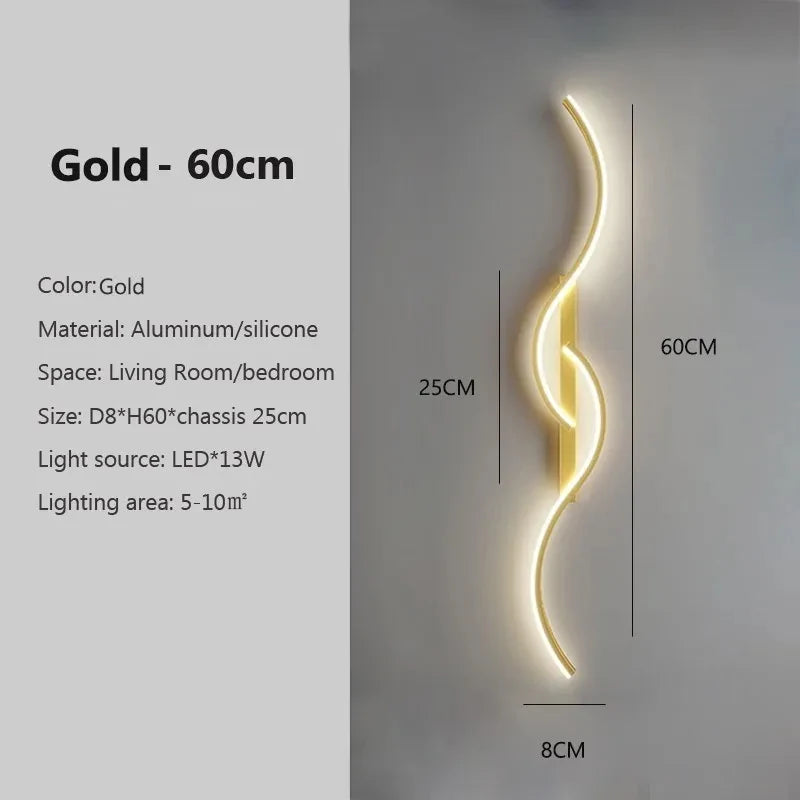 Applique murale LED ondulée pour mur de salon ou de chambre