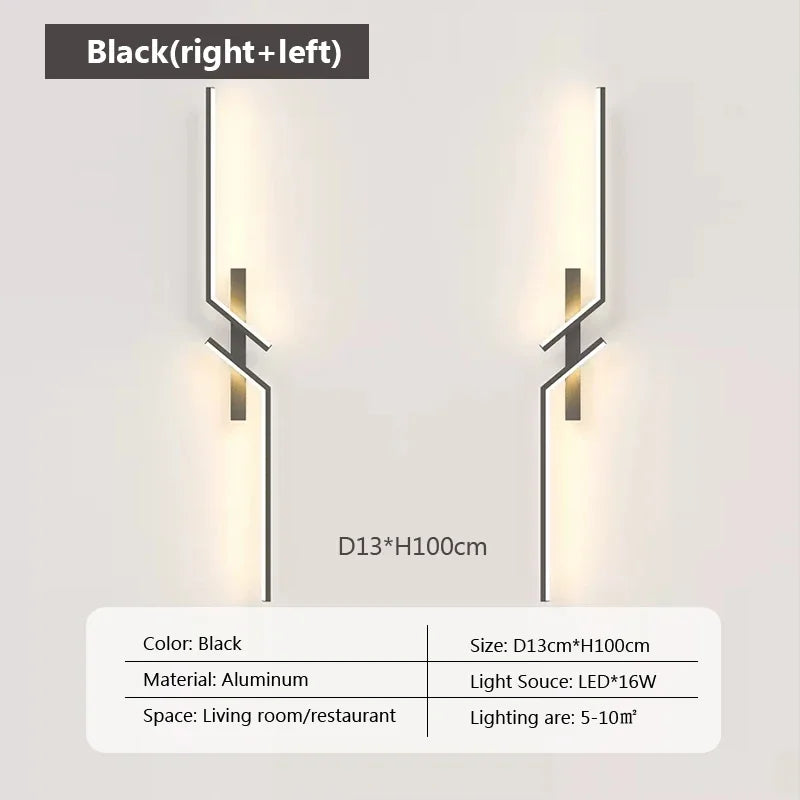 Applique murale LED design gauche ou droite, noir ou doré