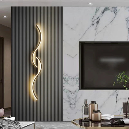 Applique murale LED longue bande, noire ou dorée