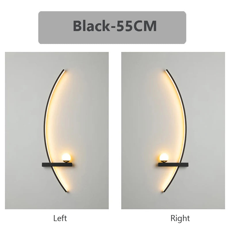 Applique murale LED en arc avec télécommande, 55 ou 105 cm