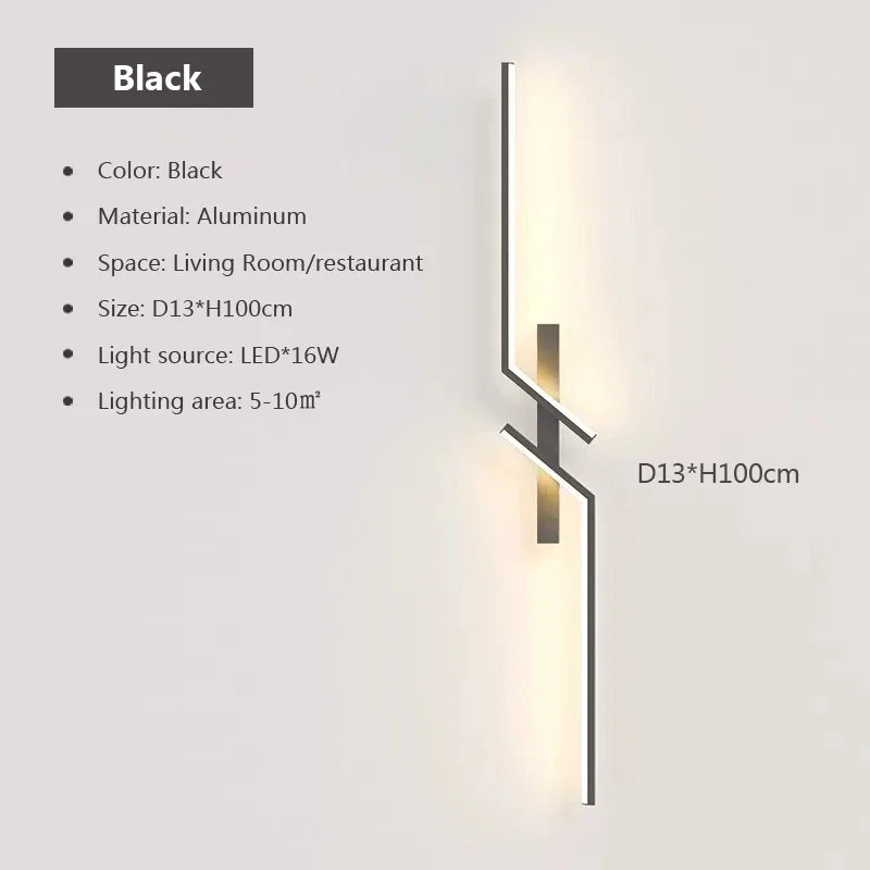 Applique murale LED design gauche ou droite, noir ou doré