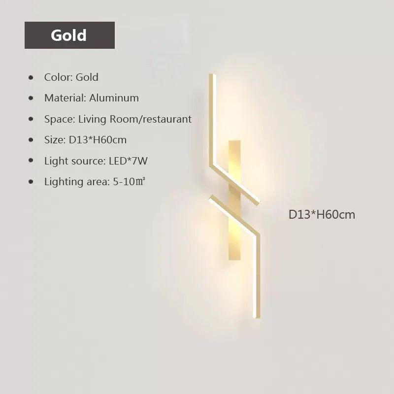 Applique murale LED design gauche ou droite, noir ou doré