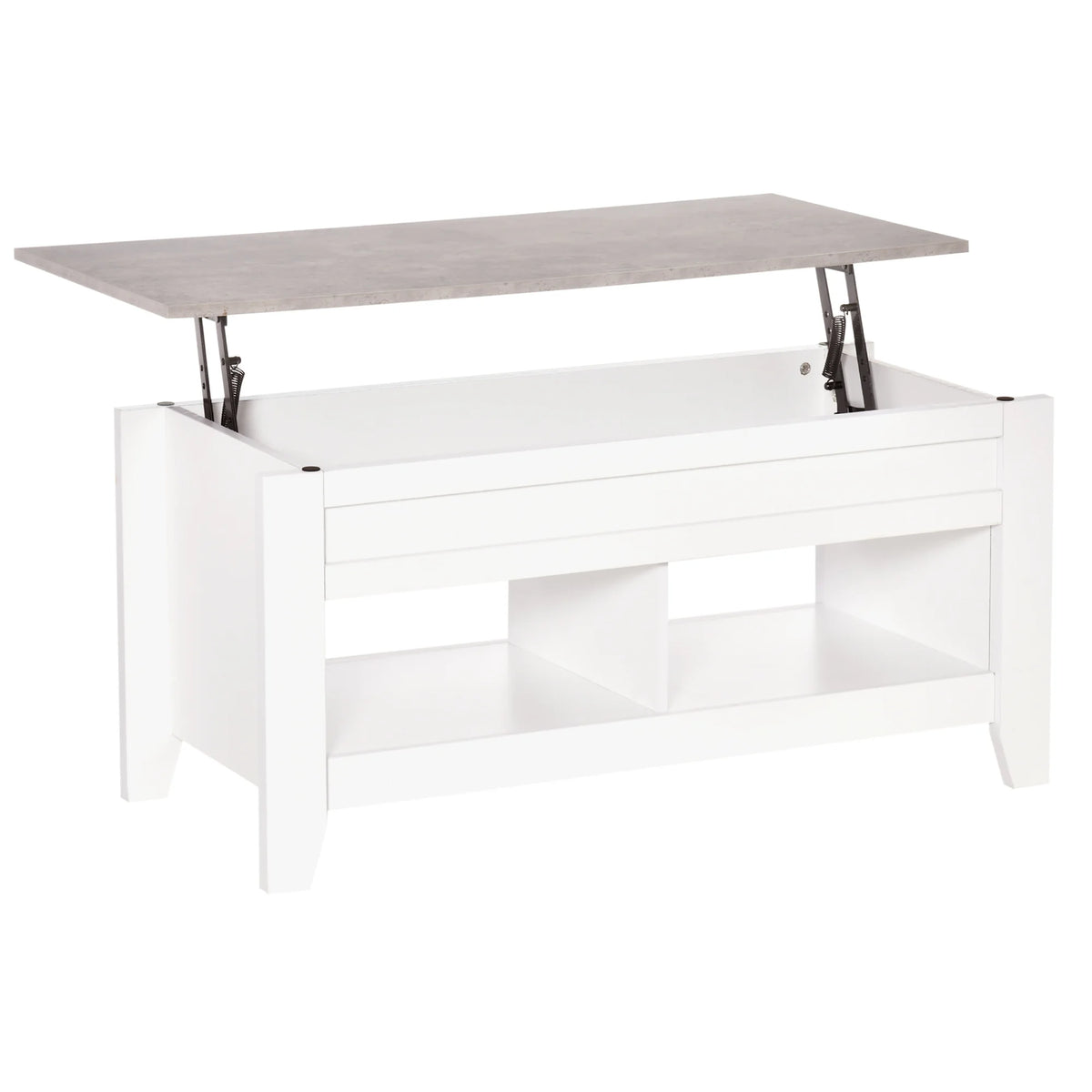 Table basse relevable blanche avec rangement