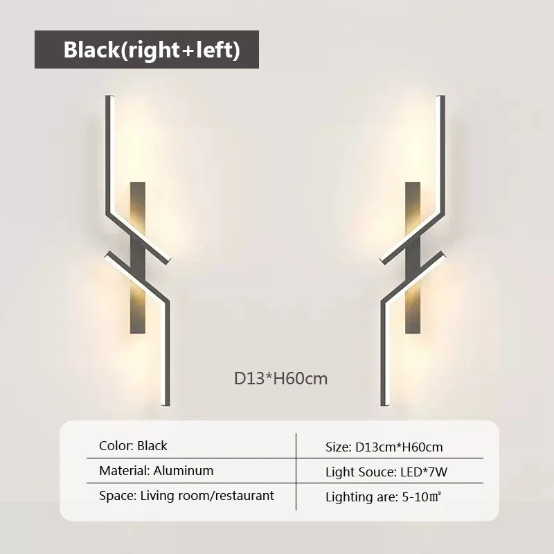 Applique murale LED design gauche ou droite, noir ou doré