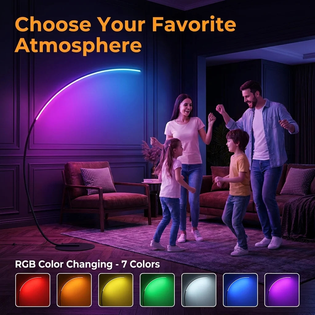 Lampadaire LED RGB d'angle avec télécommande, 165 cm