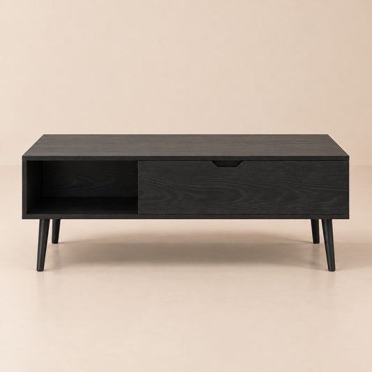 Table basse relevable bois noir, fermée
