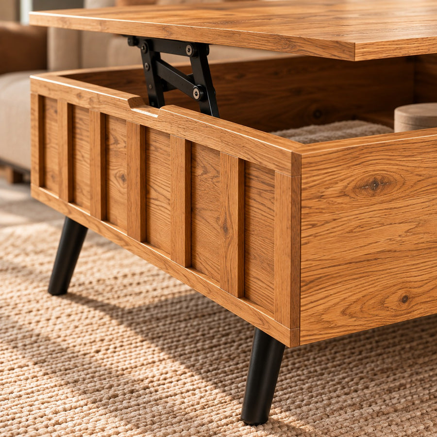 Mécanisme de levage de la table relevable chêne rainuré