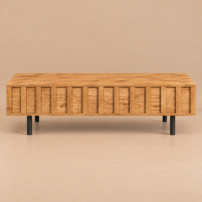 Table basse relevable effet chêne rainuré, fermée