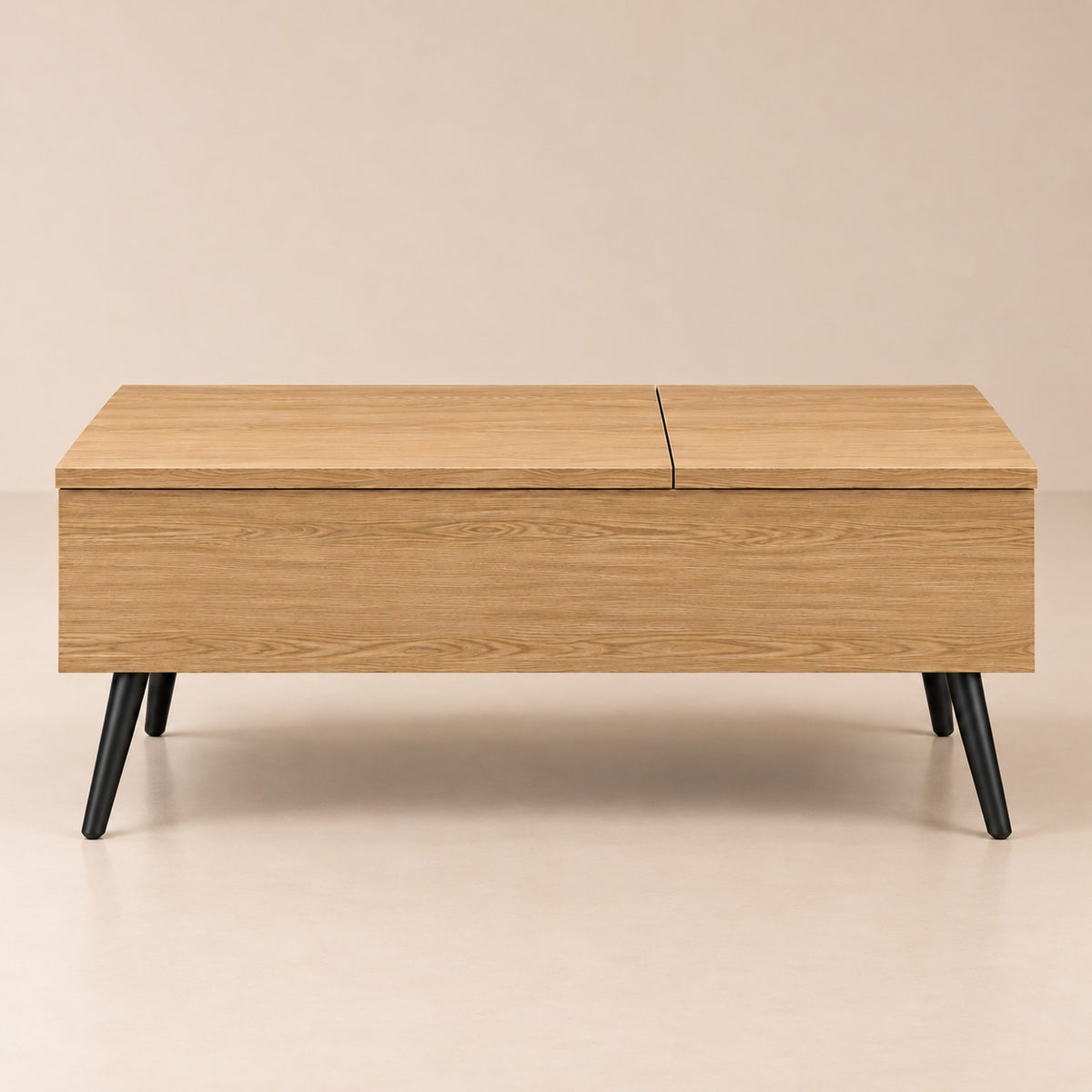 Table basse relevable double plateau bois, fermée