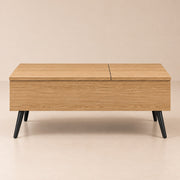 Madera natural y metal negro