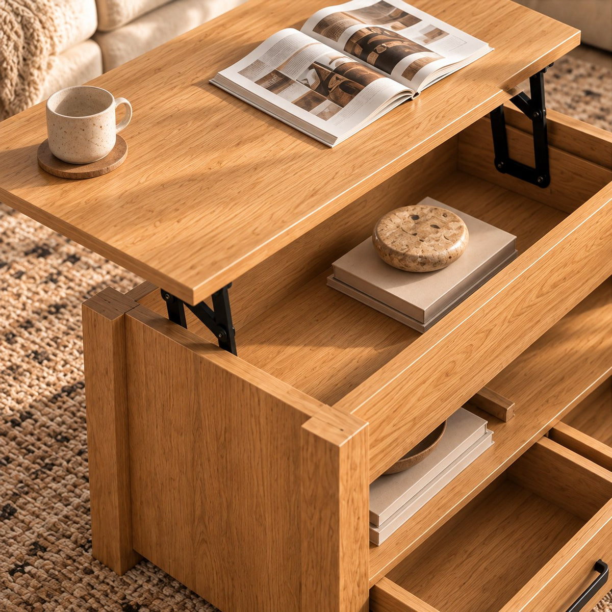 Le plateau avance vers vous pour travailler ou manger sans se pencher.